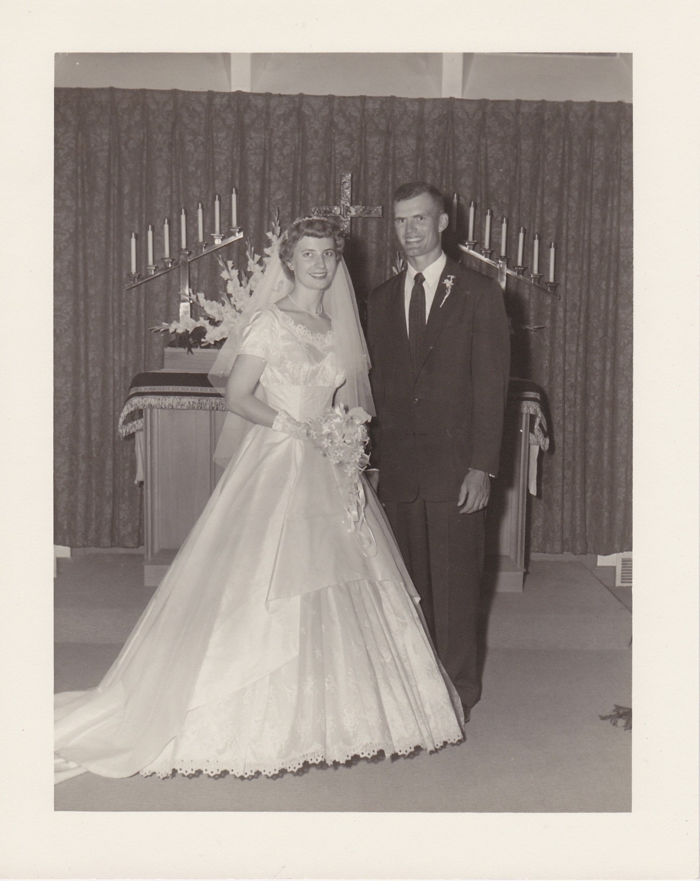 Original black-and-white wedding portrait of family members